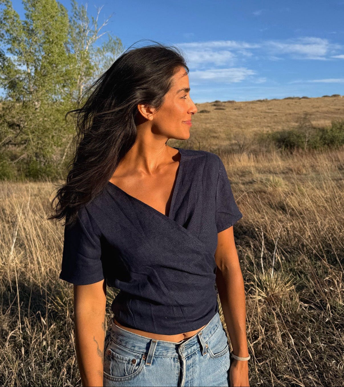 Stevie's Linen Wrap top