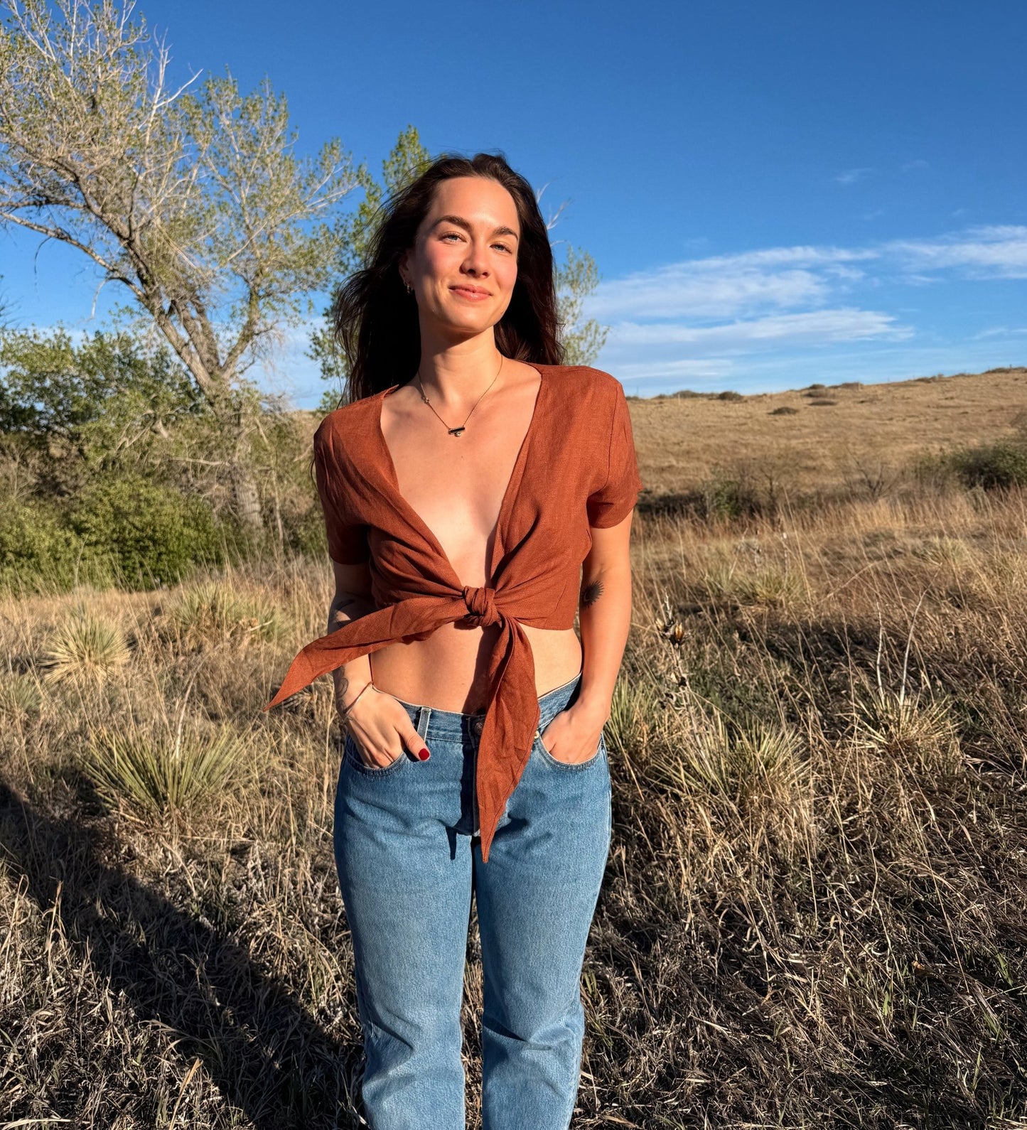 Stevie's Linen Wrap top