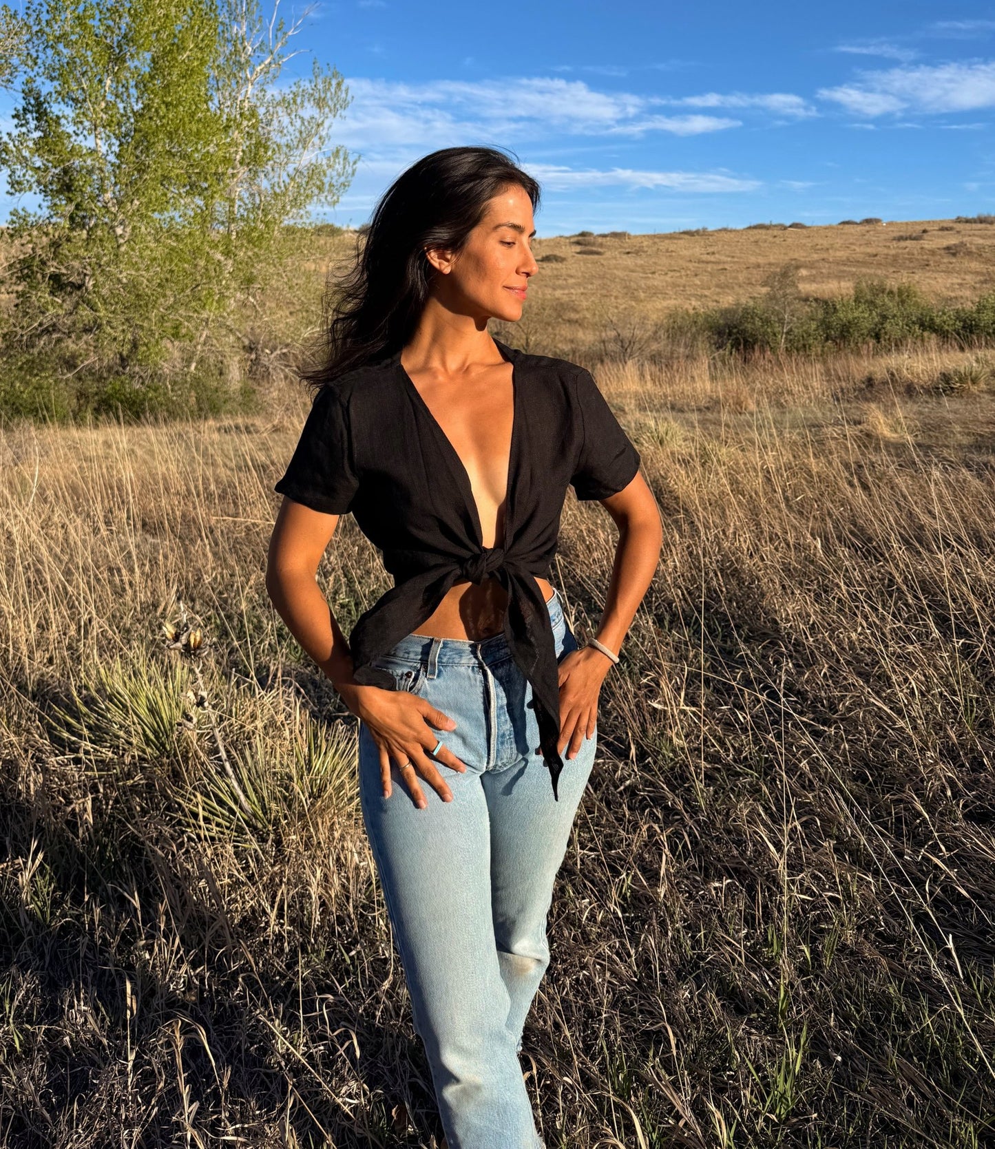 Stevie's Linen Wrap top