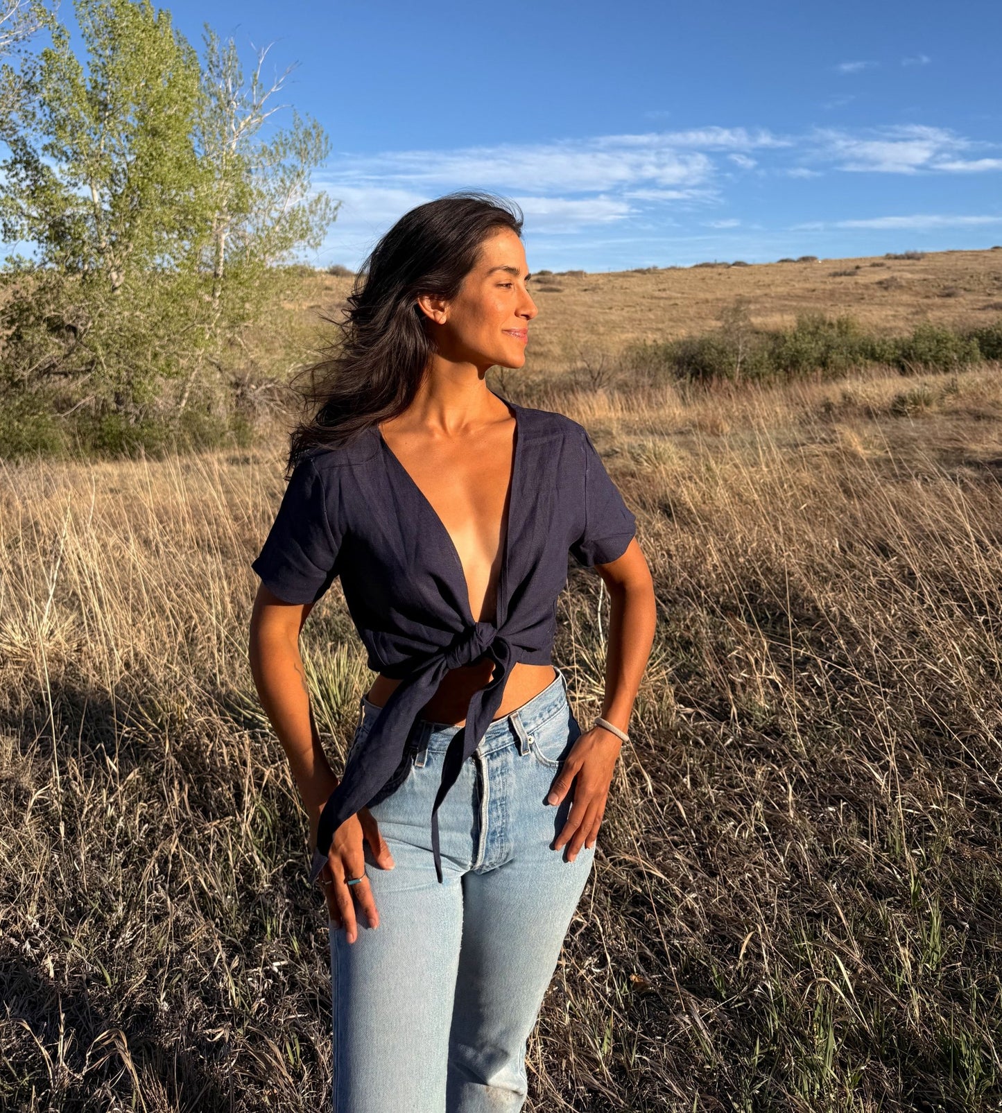 Stevie's Linen Wrap top